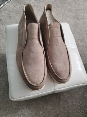 Men's Suede Slip-On Loafers in Taupe